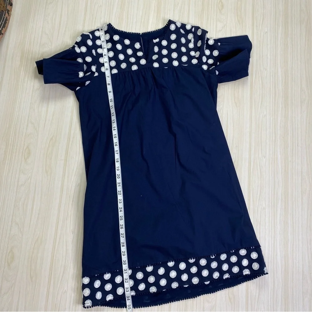 J.Crew Navy White fringe dot shirt dress size 6